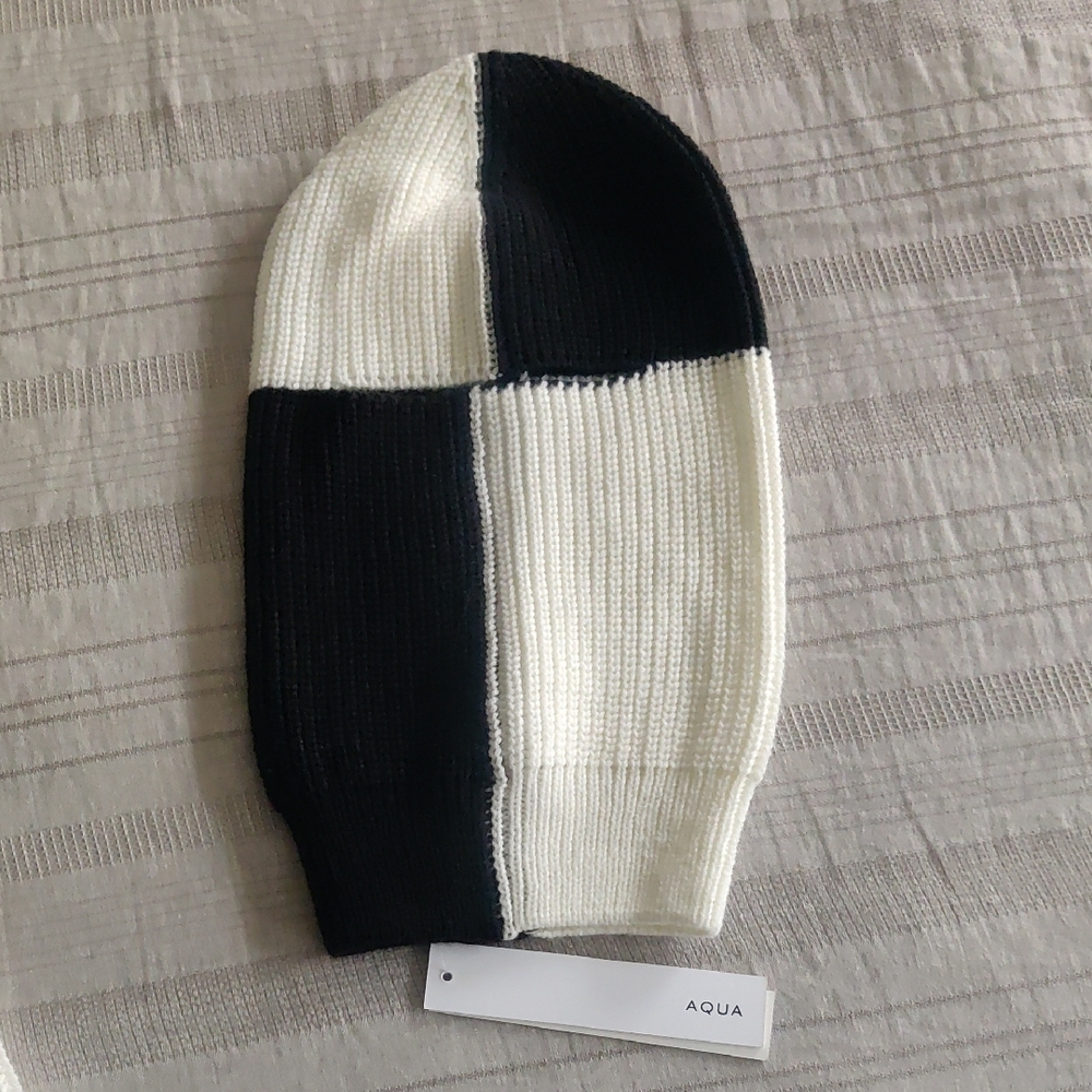 New!Aqua Black & White Knit Balaclava Y2K Cottagecore Retro Inspired Trendy Maxi